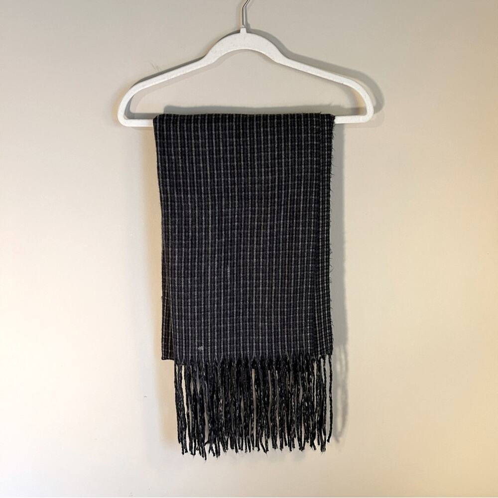 a new day Dark Gray Plaid Oversized Cozy Soft Shawl Winter Scarf Wrap 23.5x89"